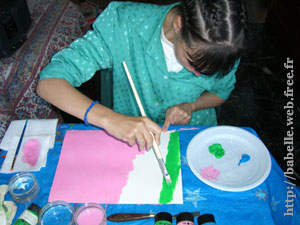 photographie Isabelle peint au pinceau (rose et vert) 1